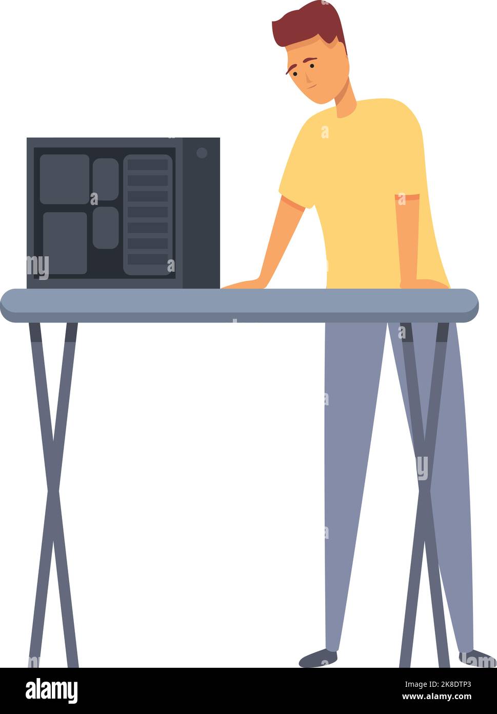 Vettore cartoon icona riparazione computer. Rete server. Nuvola di informazioni Illustrazione Vettoriale