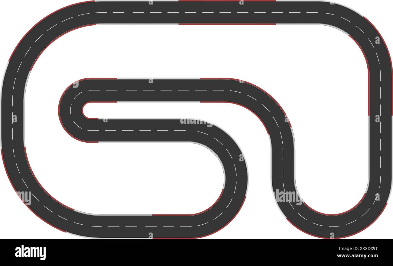 Icona cartoon vettoriale a circuito Prix. Pista per auto. Formula stradale Illustrazione Vettoriale