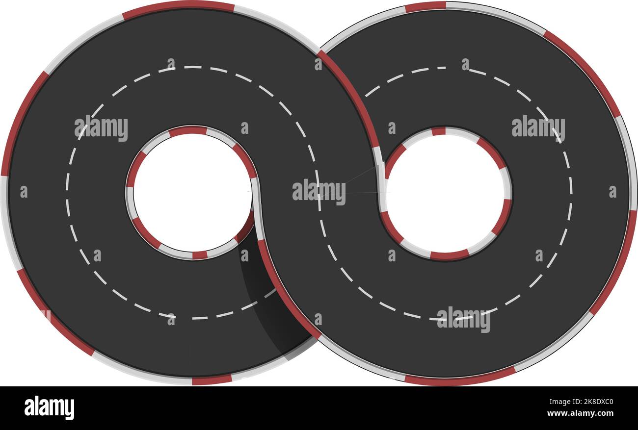 Icona circuito gara vettore cartoon. Pista per auto. Formula stradale Illustrazione Vettoriale