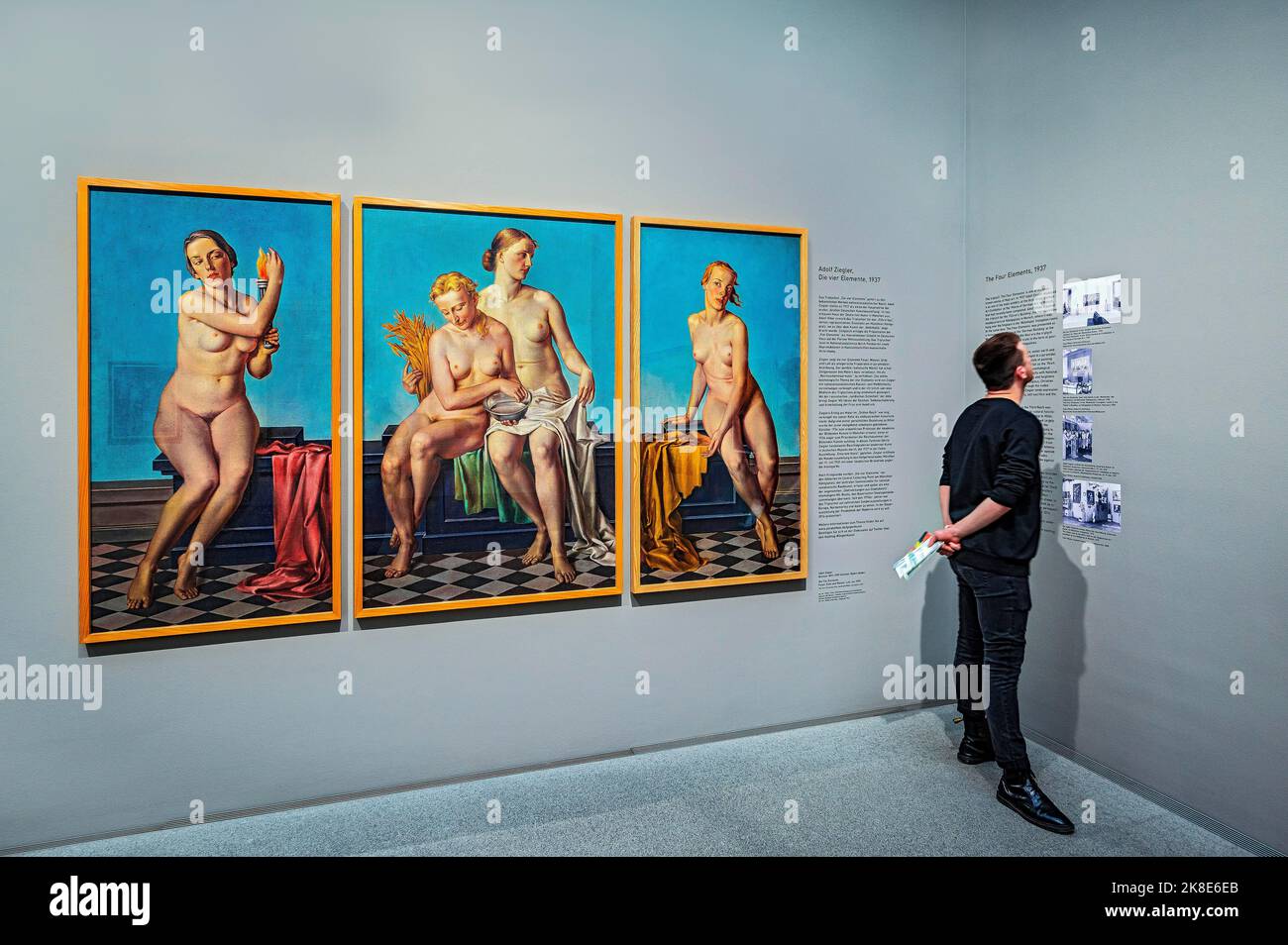 Trittico, i quattro elementi di Adolf Ziegler 1937, Pinakothek der moderne, Monaco, alta Baviera, Baviera, Germania Foto Stock