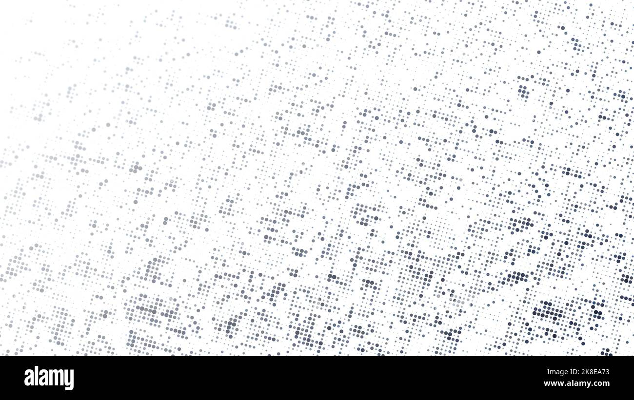 Sfondo mezzitoni grigio tratteggiato astratto con spazio di copia. Motivo a mezzitoni, modello di disegno e illustrazione in bianco. risoluzione 4k. Foto Stock