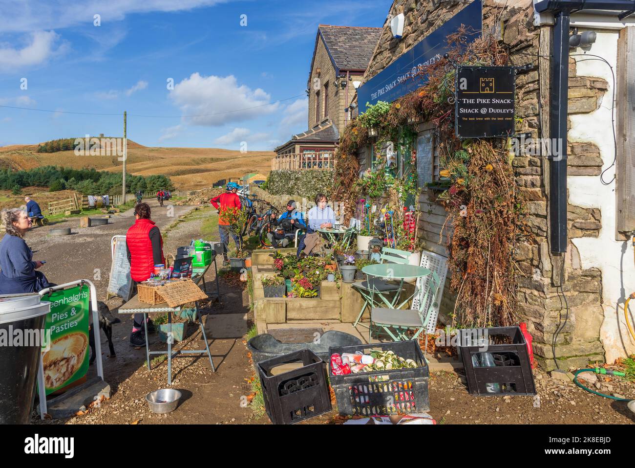 The Pike snack Shack on Rivington Pike vicino a Chorley. Foto Stock