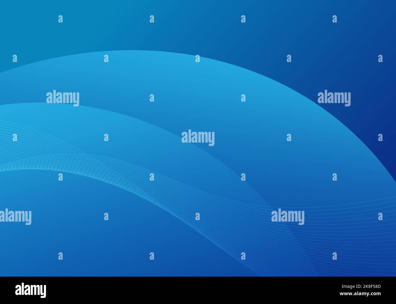 I cerchi blu astratti si sovrappongono al modello di grafica di stile minimo. Design semplice con sfondo decorativo a trama ondulata. Vettore Illustrazione Vettoriale