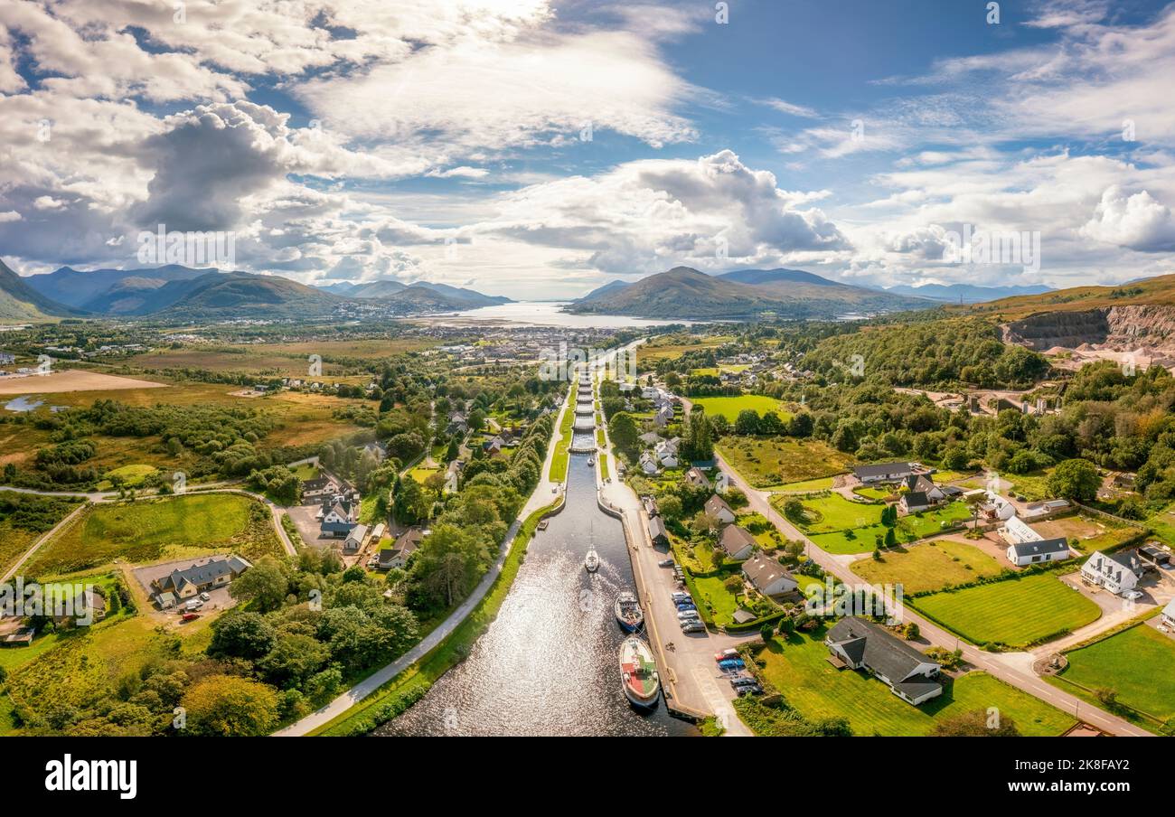Vista panoramica della scalinata di Nettuno con la Great Glen Way a fianco della Scozia Foto Stock