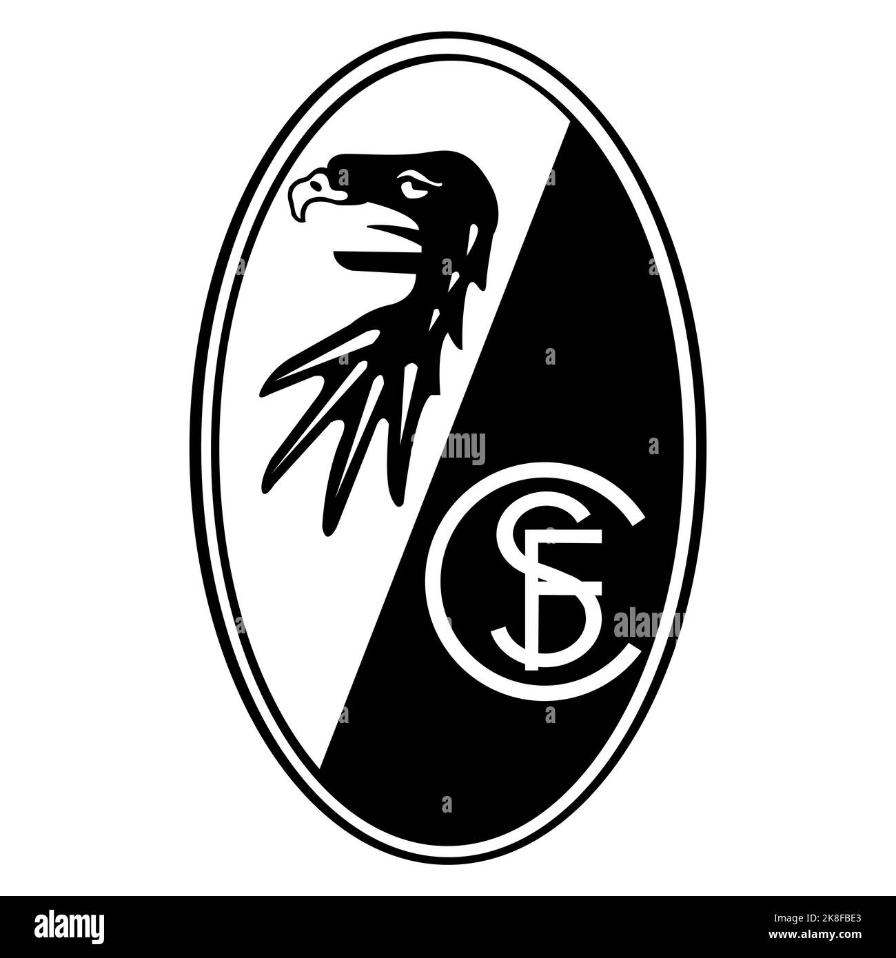Francoforte sul meno, Germania - 10.23.2022 Logo della società calcistica tedesca Friburgo. Immagine vettoriale Illustrazione Vettoriale
