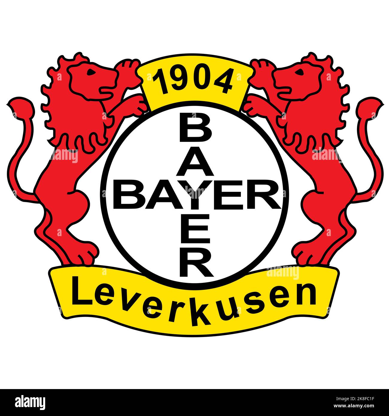 Francoforte sul meno, Germania - 10.23.2022 Logo della società calcistica tedesca Bayer 04. Immagine vettoriale Illustrazione Vettoriale