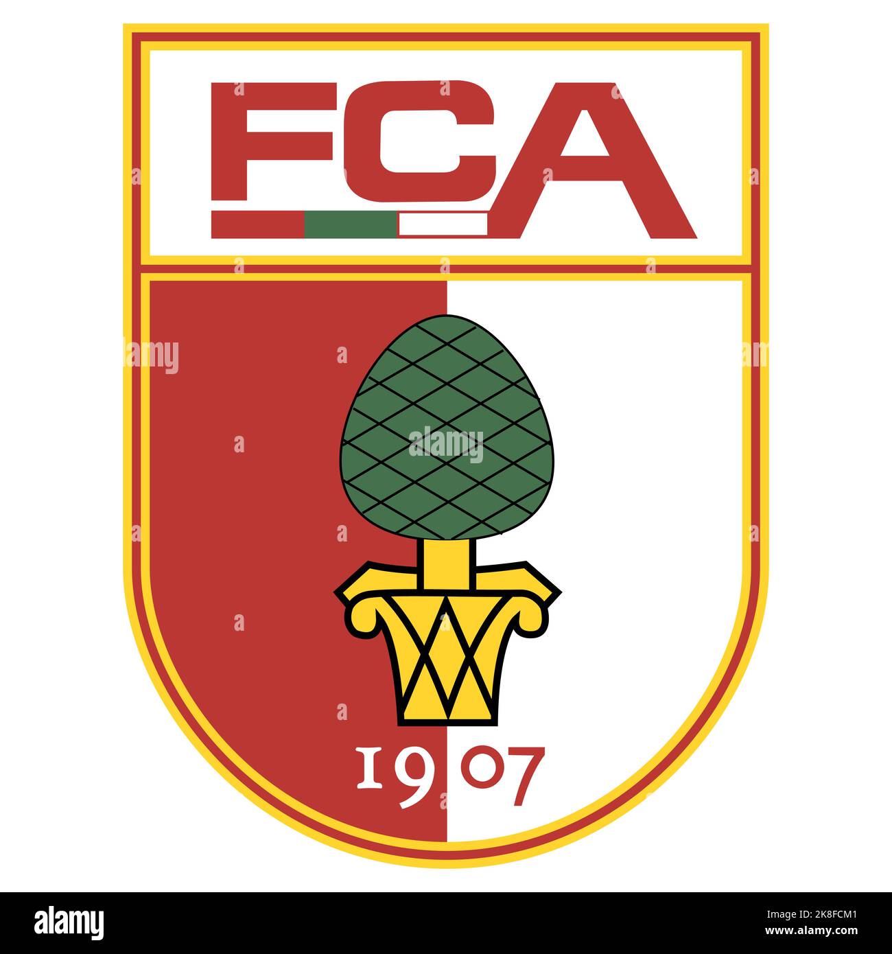Francoforte sul meno, Germania - 10.23.2022 Logo della squadra di calcio tedesca Augsburg. Immagine vettoriale Illustrazione Vettoriale
