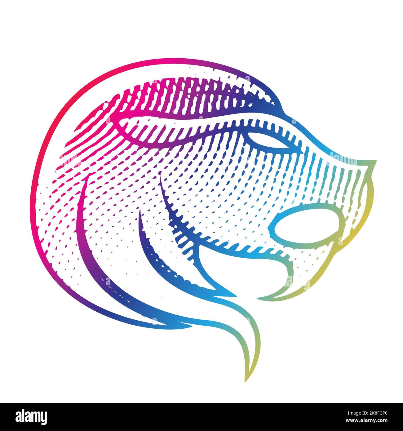 Illustrazione di Scricchboard Leone inciso in colori arcobaleno isolato su uno sfondo bianco Illustrazione Vettoriale