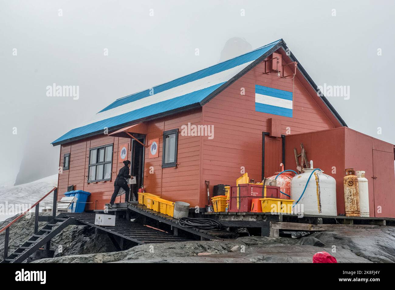 Argentino gestito base Brown in Paradise Harbour in Antartide Foto Stock