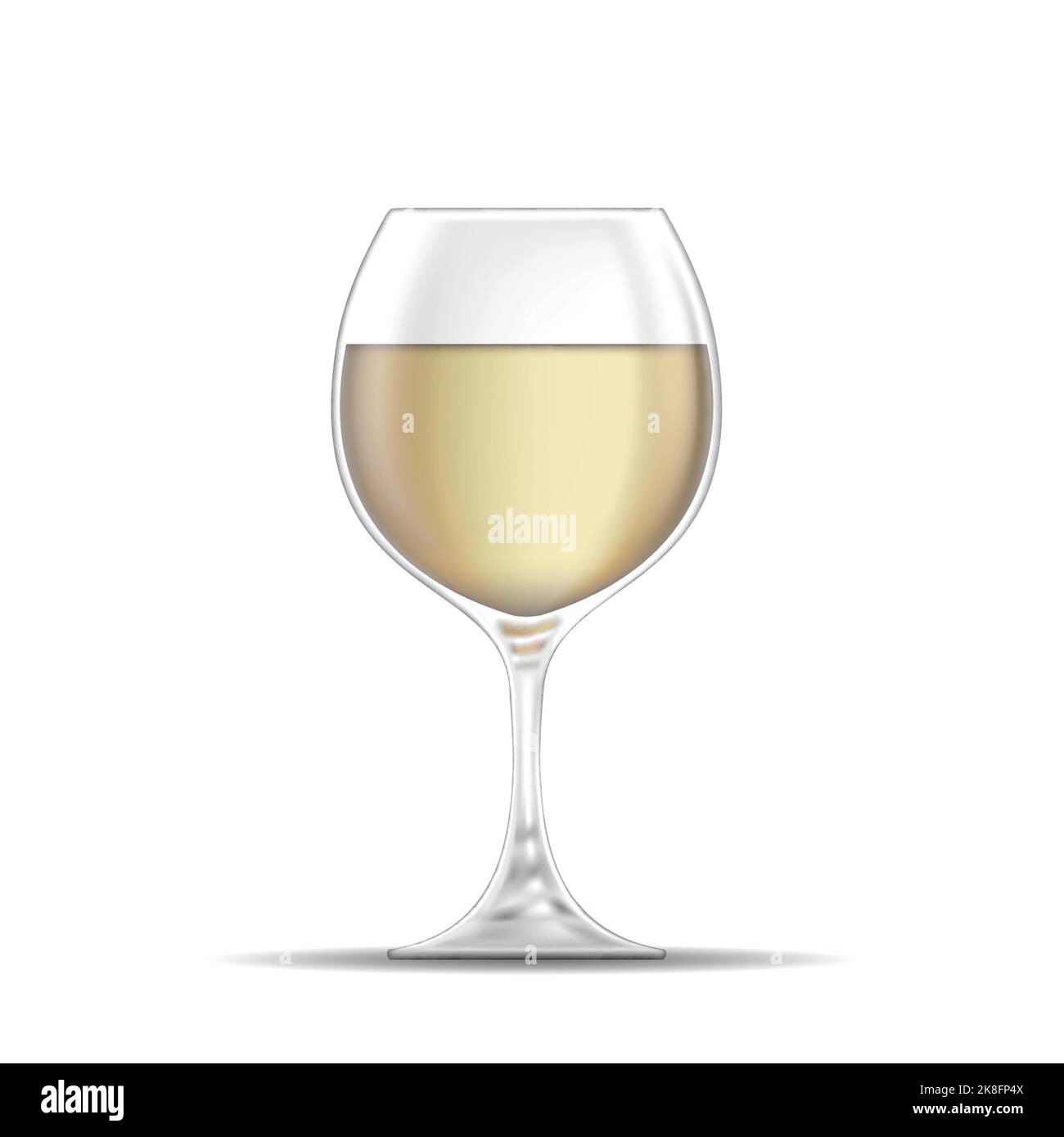 Illustrazione del bicchiere di vino bianco isolato su sfondo bianco Illustrazione Vettoriale