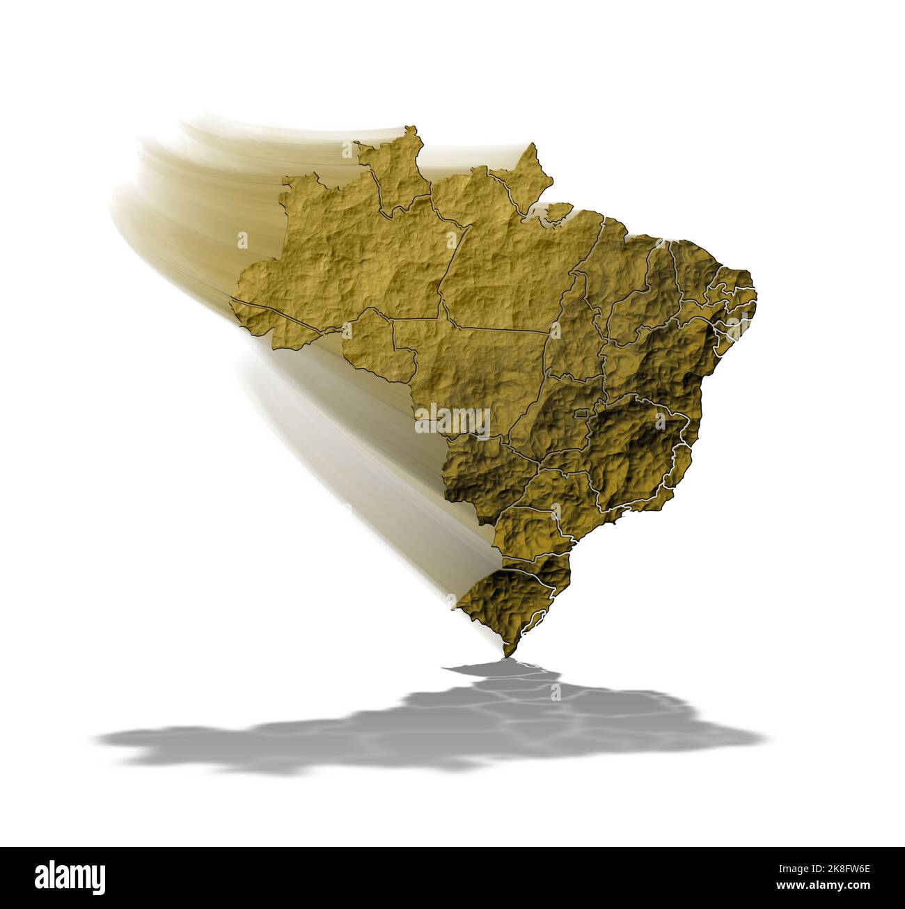 3D illustrazione della mappa topografica del Brasile verde Foto Stock