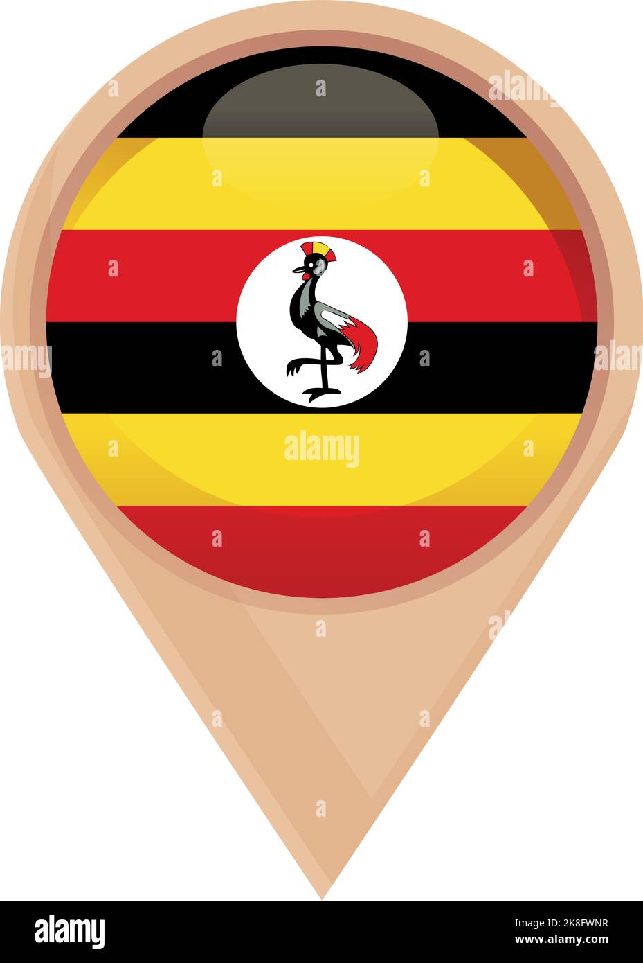 Uganda posizione icona cartoon vettore. Giornata dell'indipendenza. Stand nazionale Illustrazione Vettoriale