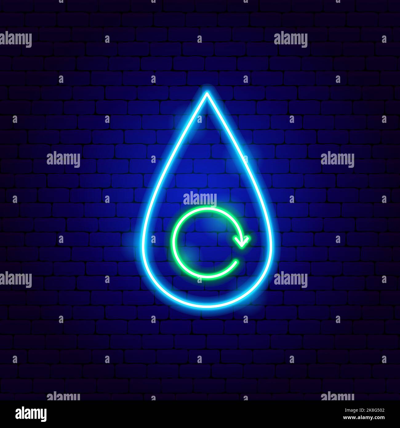 Cartello al neon per il riciclaggio dell'acqua Illustrazione Vettoriale