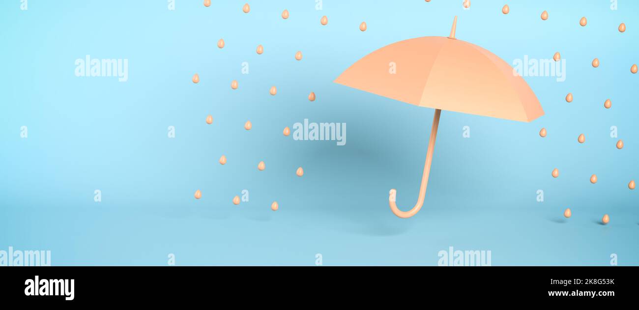 Concetto di protezione o di assicurazione: Un ombrello minimalistico aperto che protegge dalla pioggia. Foto Stock