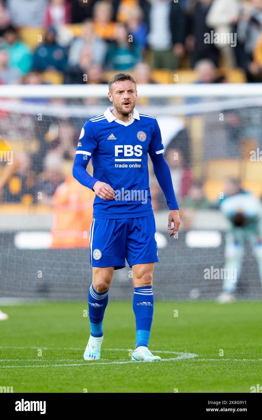 Wolverhampton, Regno Unito. 23 ottobre 2022. Jamie Vardy di Leicester durante la partita della Premier League tra Wolverhampton Wanderers e Leicester City a Molineux, Wolverhampton, domenica 23rd ottobre 2022. (Credit: Gustavo Pantano | MI News) Credit: MI News & Sport /Alamy Live News Foto Stock