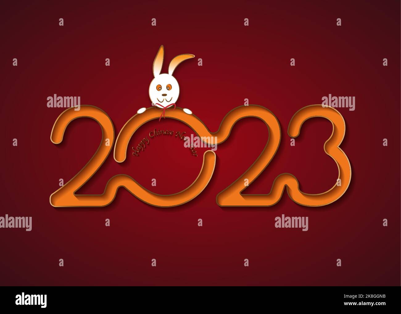 Capodanno cinese 2023 anno del coniglio, simbolo zodiaco cinese, Lunar nuovo anno concetto, Vector isolato su rosso moderno sfondo design Illustrazione Vettoriale
