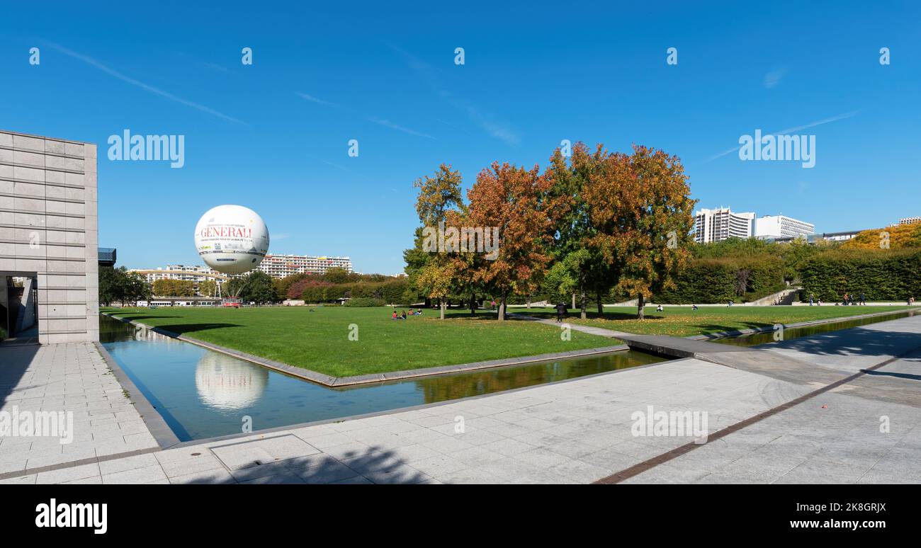 Parc Andre Citroen con Balloon generali - Parigi, Francia Foto Stock