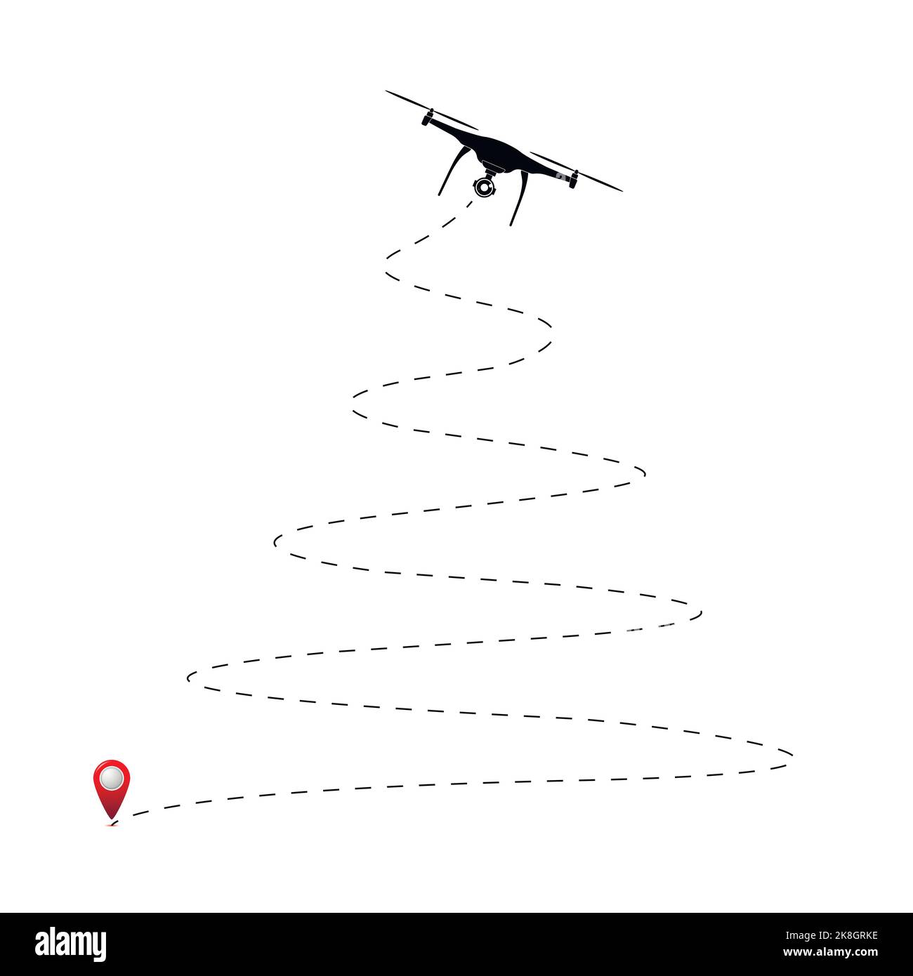 Il percorso di volo di un veicolo controllato senza equipaggio a forma di albero di Natale. Illustrazione Vettoriale
