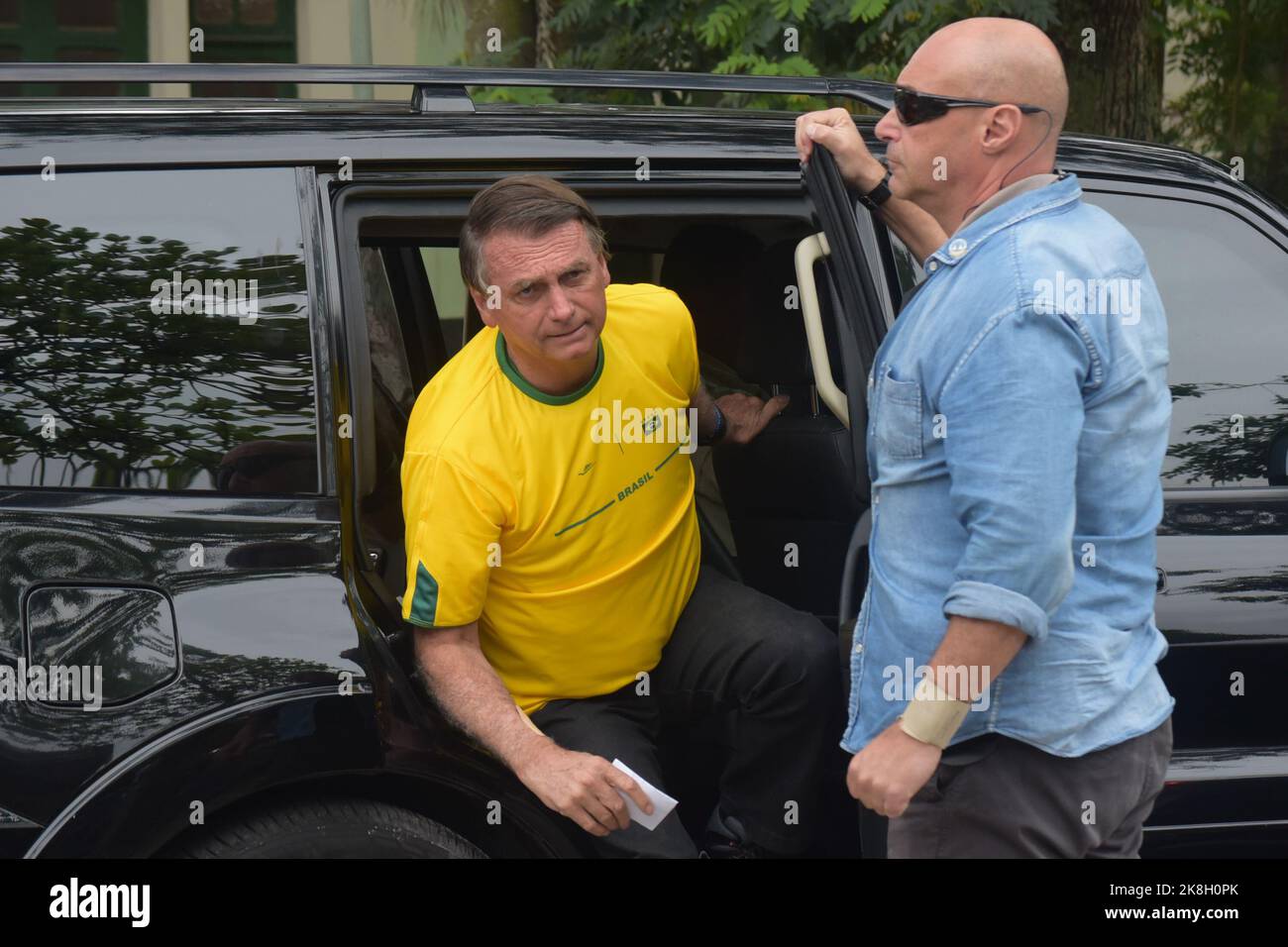 Jair Messias Bolsonaro, attuale presidente del Brasile e candidato alla rielezione per la presidenza alle elezioni del 2022, che si svolgerà a Rio de Janeiro Foto Stock