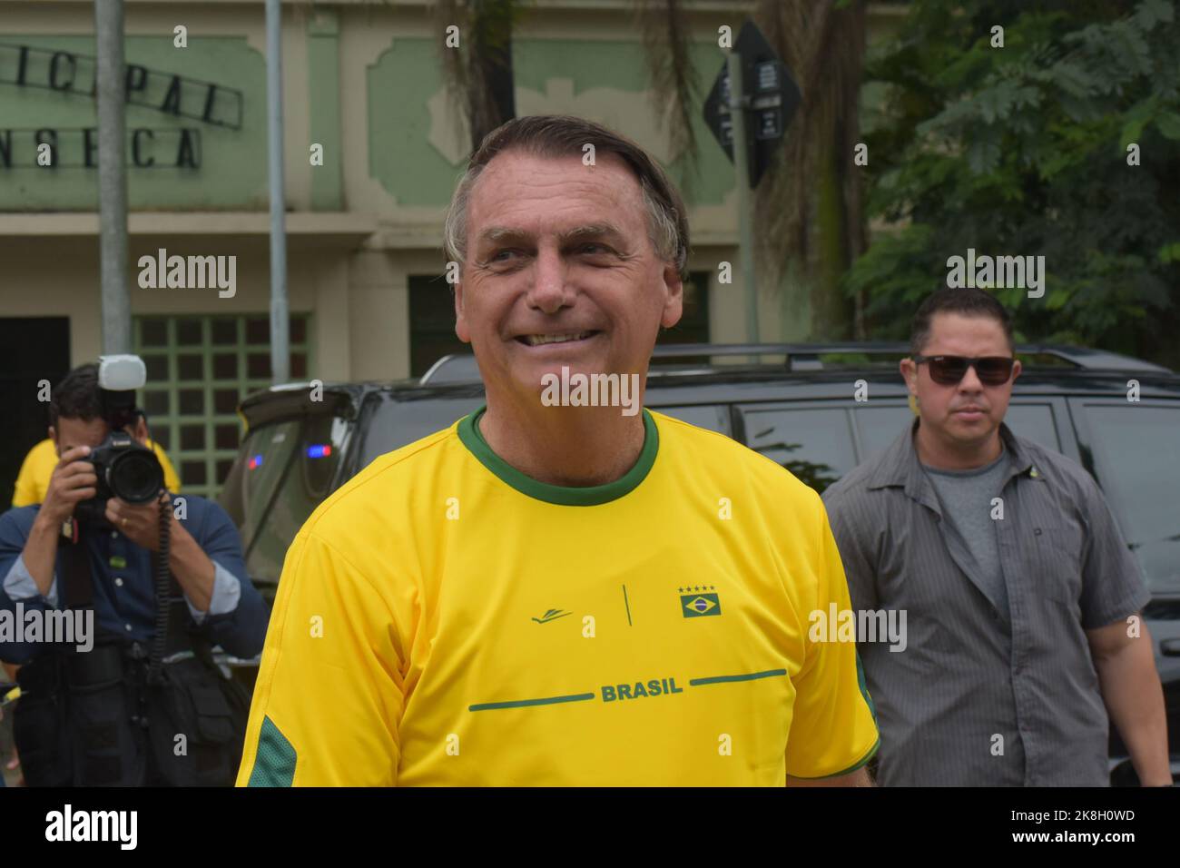 Jair Messias Bolsonaro, attuale presidente del Brasile e candidato alla rielezione per la presidenza alle elezioni del 2022, che si svolgerà a Rio de Janeiro Foto Stock