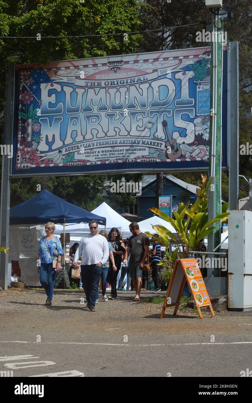 Ingresso ai mercati di Eumundi, Eumundi, Queensland. Foto Stock