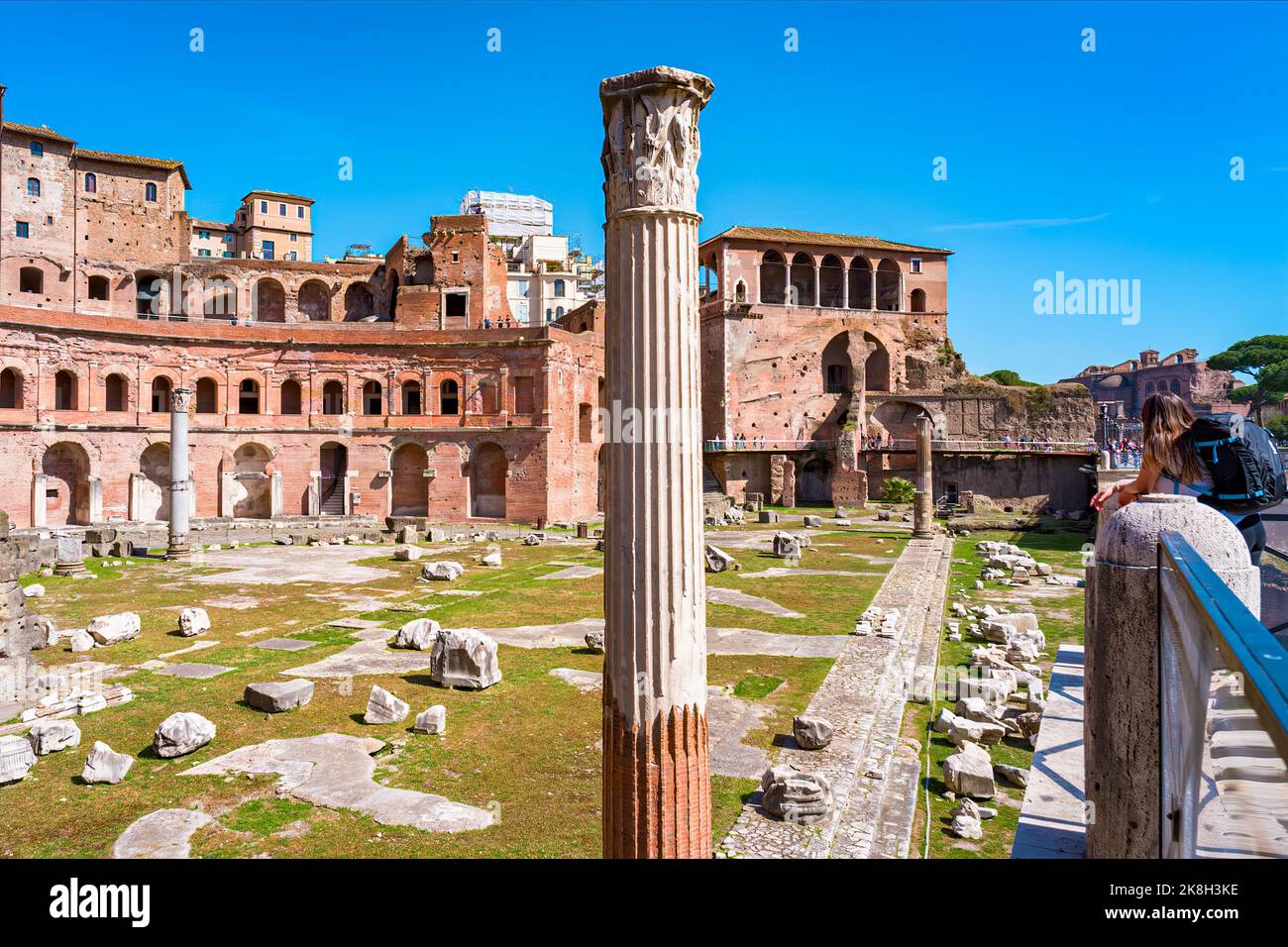 Il Foro Romano, il Foro Romano al centro del centro storico di Roma Foto Stock