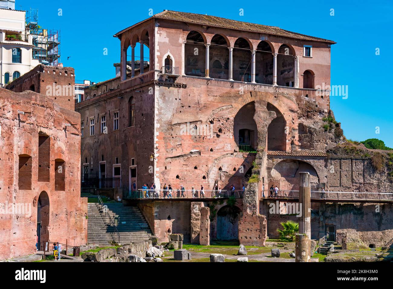 Il Foro Romano, il Foro Romano al centro del centro storico di Roma Foto Stock