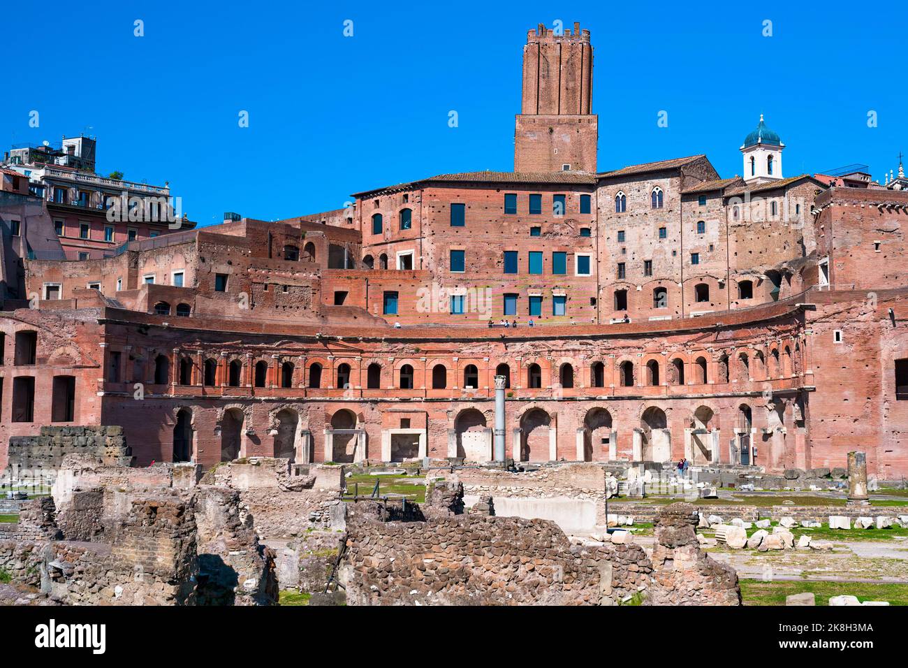 Il Foro Romano, il Foro Romano al centro del centro storico di Roma Foto Stock