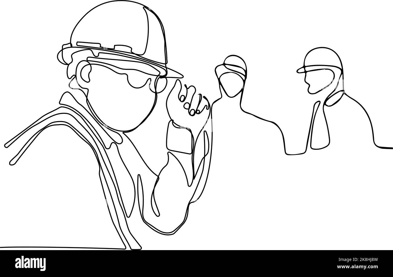 responsabile della costruzione e ingegnere che lavora in cantiere. Illustrazione vettoriale Illustrazione Vettoriale