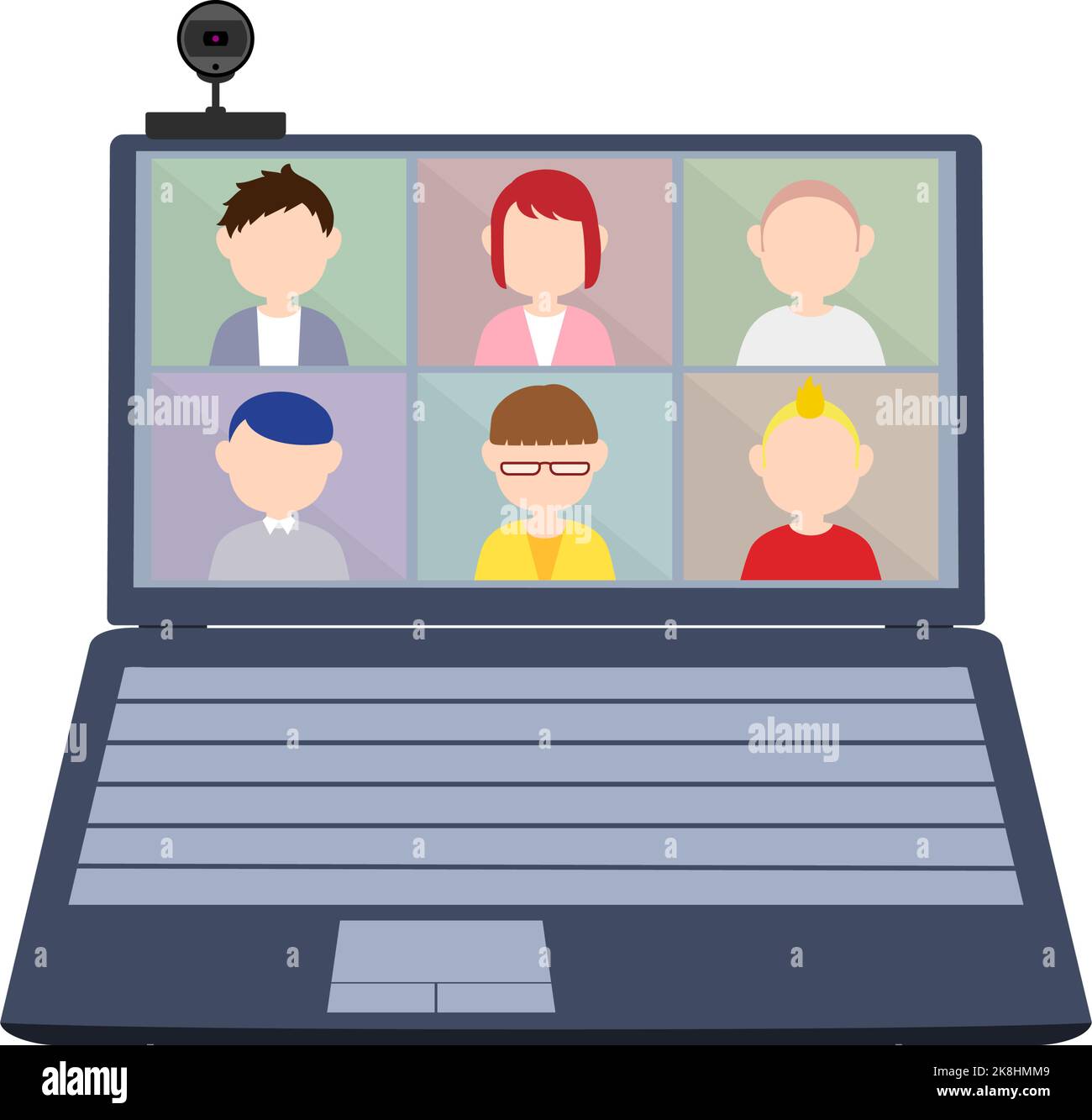 Immagine di una riunione online sul computer portatile Illustrazione Vettoriale