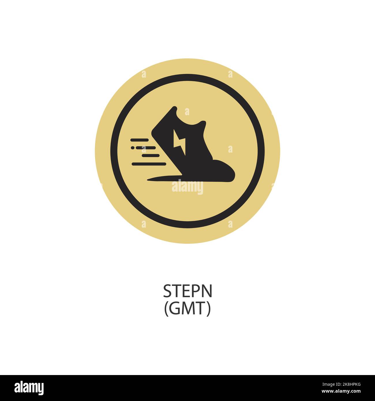 Icona Satoshi Token verde. Icona del token di utilità GST Stepn isolata su sfondo bianco. Illustrazione Vettoriale