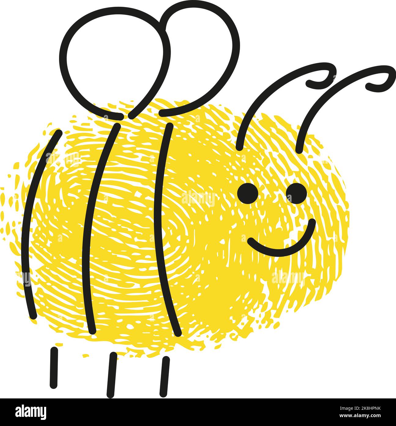Disegno di thumbprint di animali di ape volanti Illustrazione Vettoriale