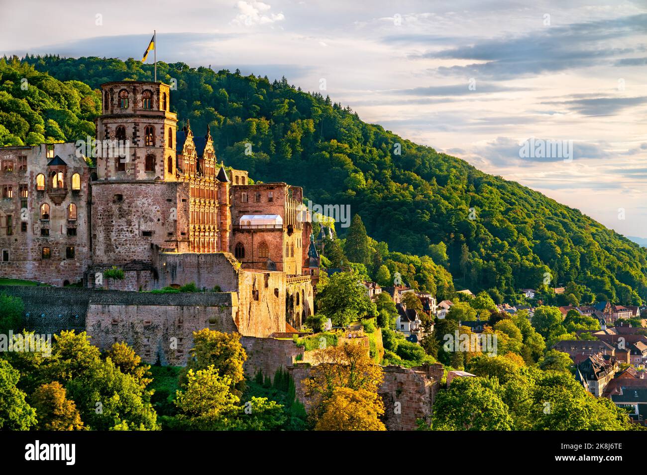 Rovine del castello di Heidelberg a Baden-Wuerttemberg, Germania Foto Stock