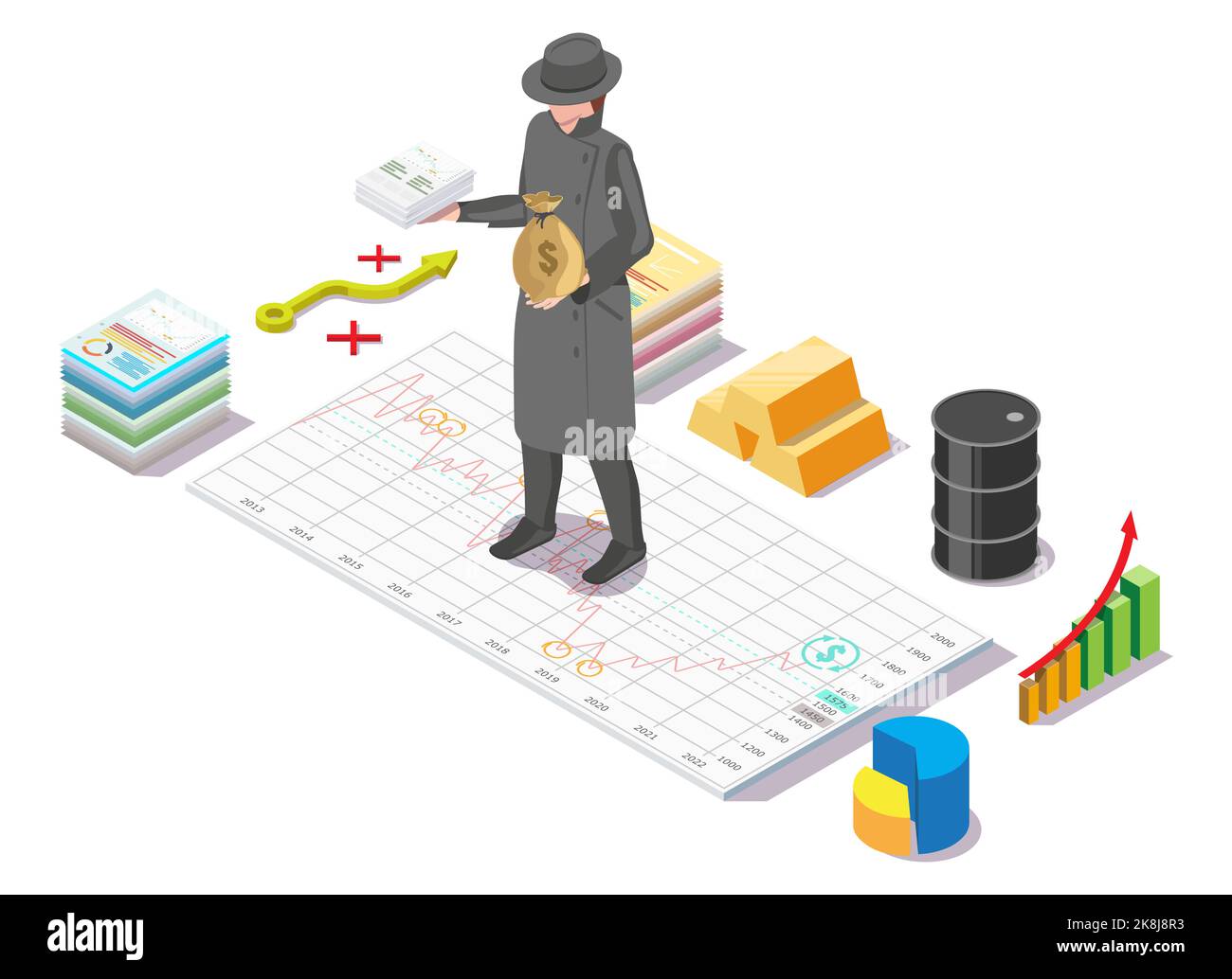 Hacker vettore di minacce interne che rubano denaro, dati Illustrazione Vettoriale