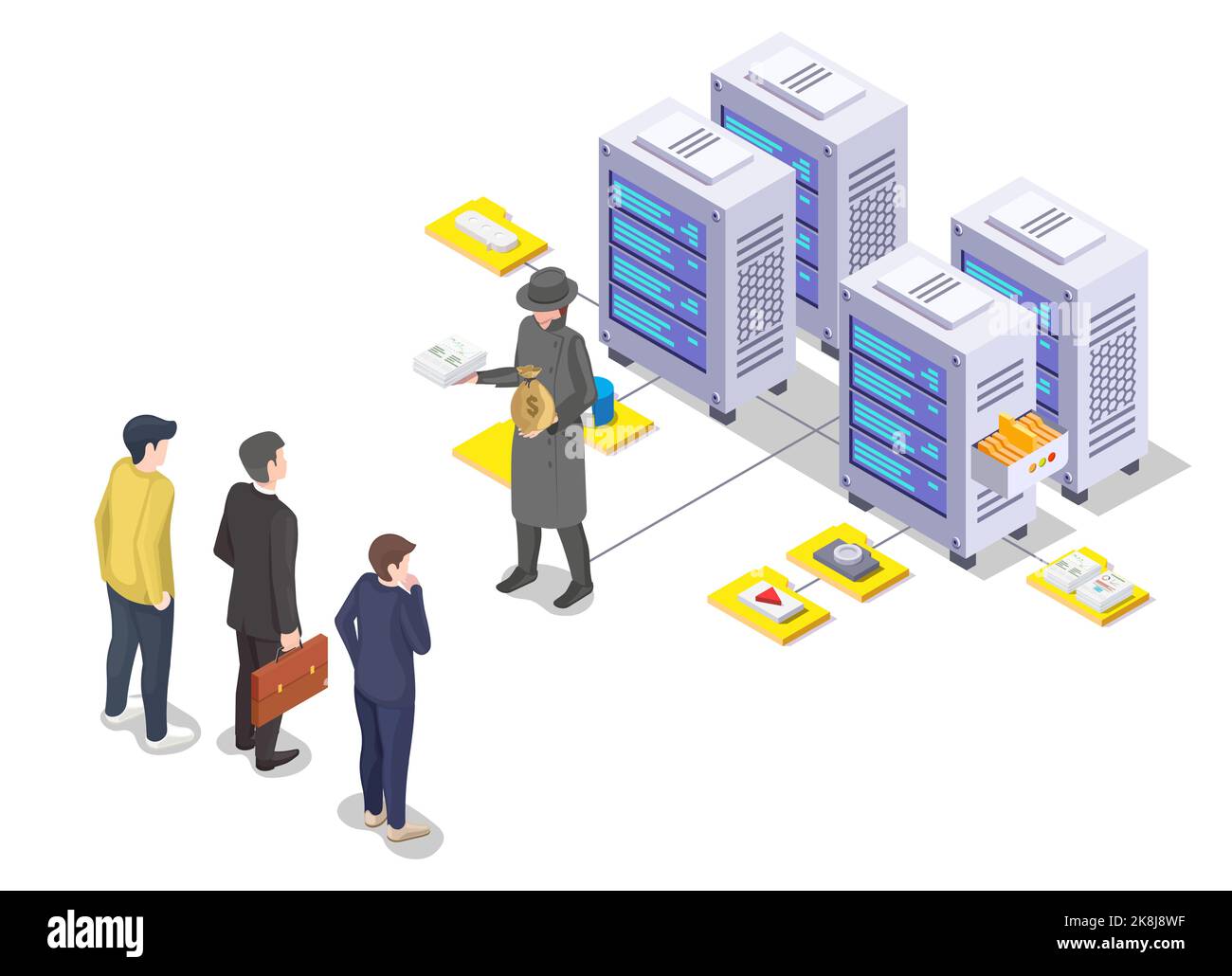 Attacco di hacker anonimo vettoriale di Insider Threat 3D Illustrazione Vettoriale