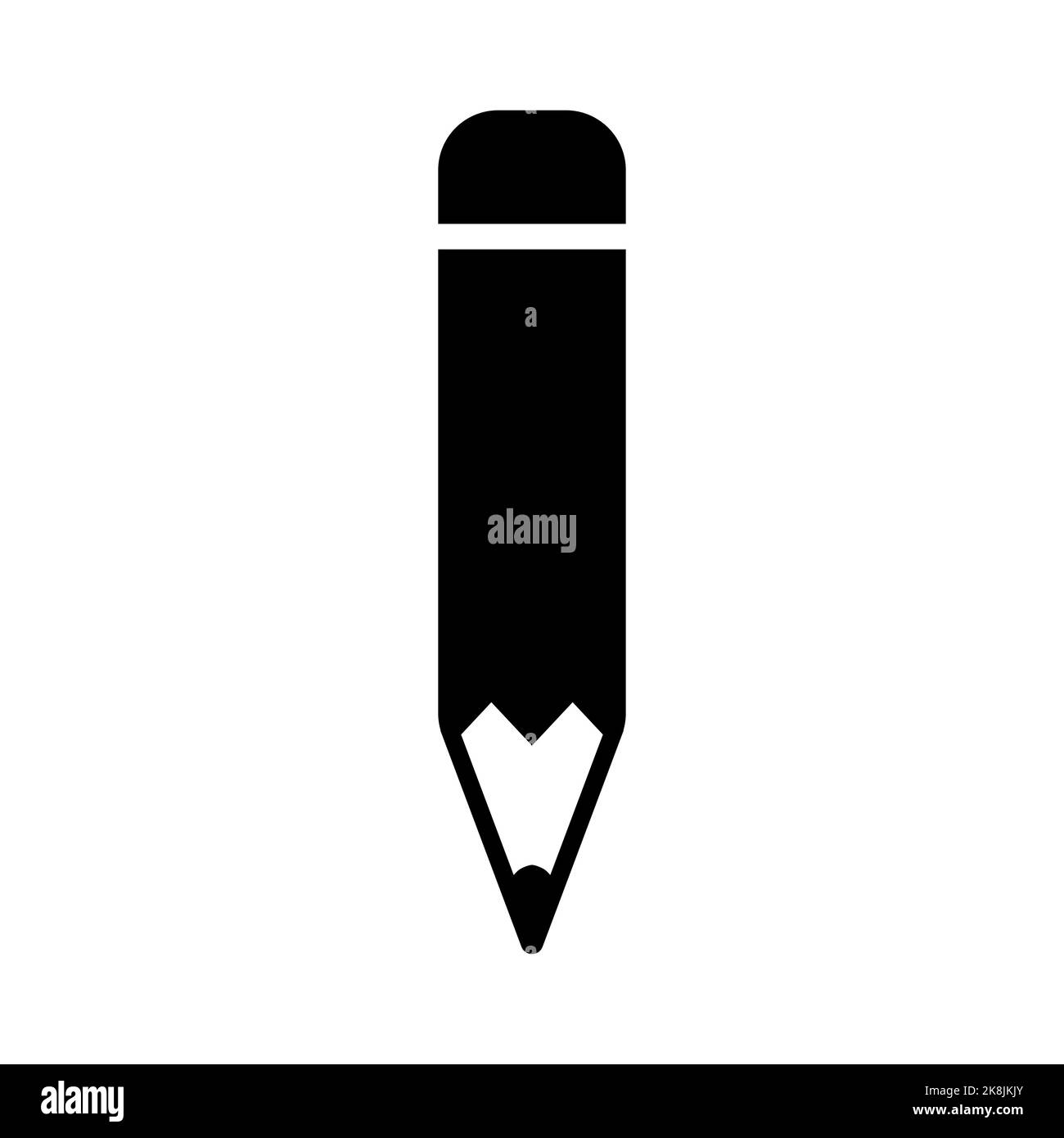 Icona di modifica a matita in stile piatto. Simbolo a forma di matita isolato su sfondo bianco. Semplice icona di disegno astratto in nero. Illustrazione vettoriale per il grafico Illustrazione Vettoriale