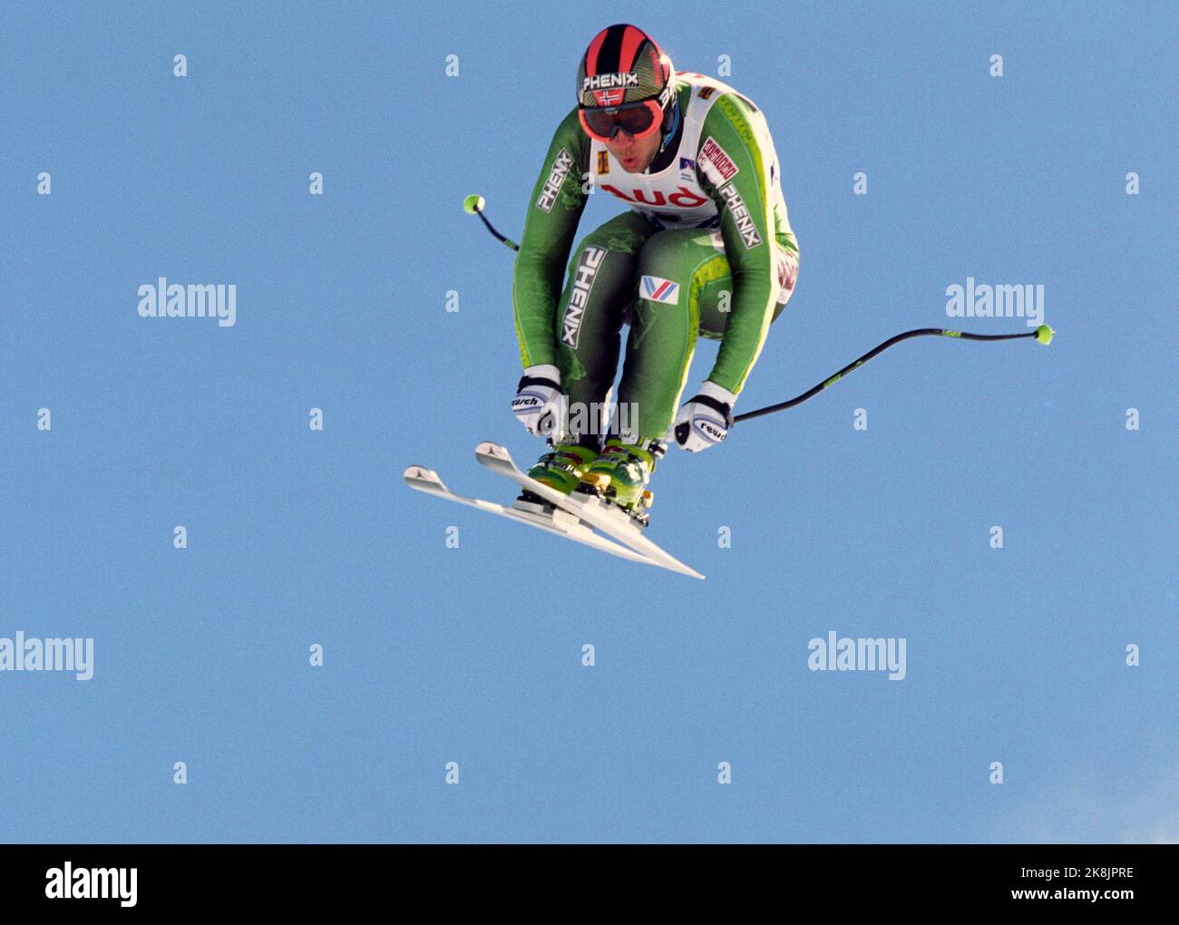 Sierra Nevada, Spagna Febbraio 1996. Lasse Kjus al volo. Foto; Tor Richardsen / NTB Foto Stock