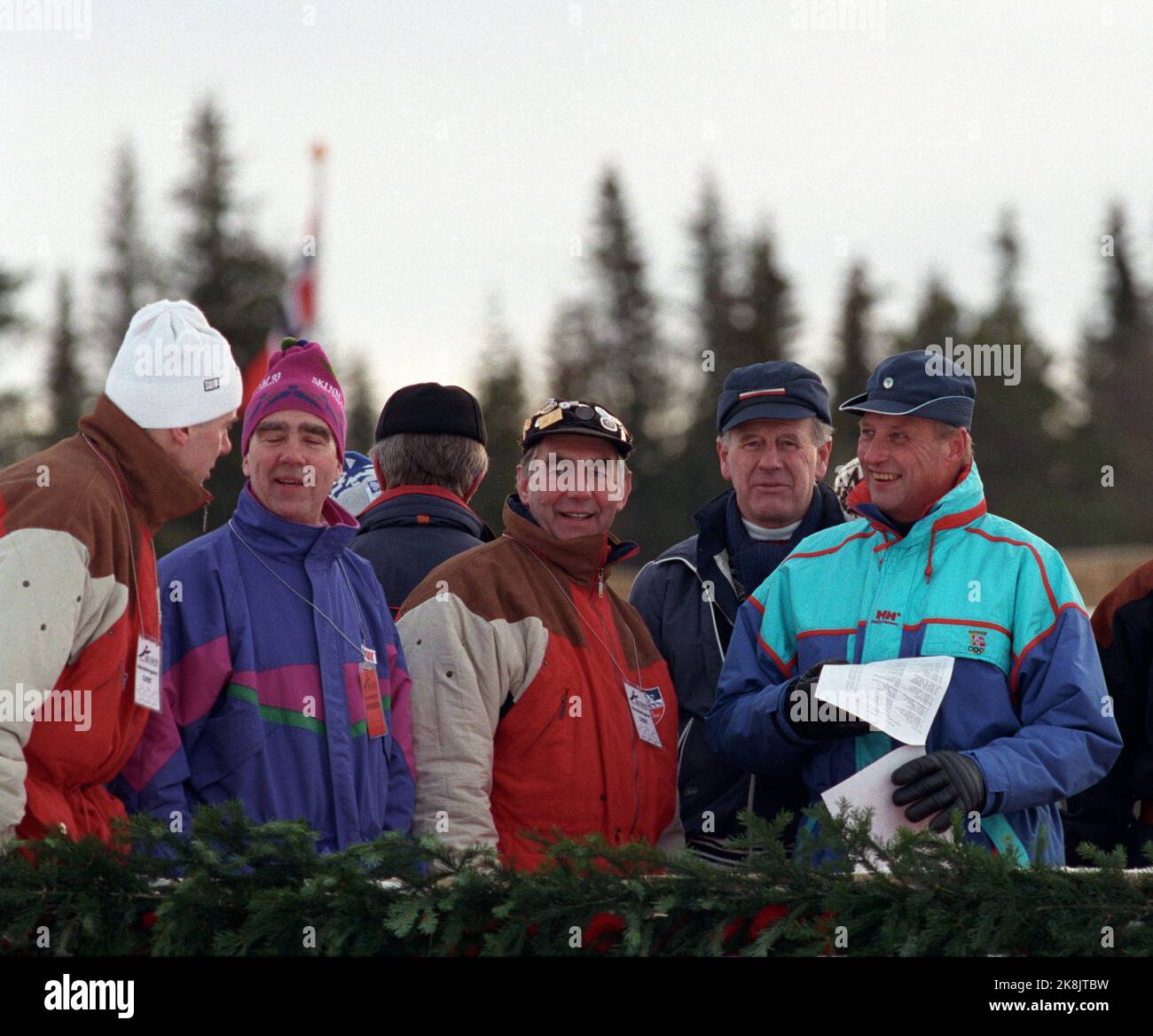 Lillehammer 23 gennaio 1993. Re Harald presente a Ski-NM 1993. Foto: Morten Hval / NTB / NTB Foto Stock