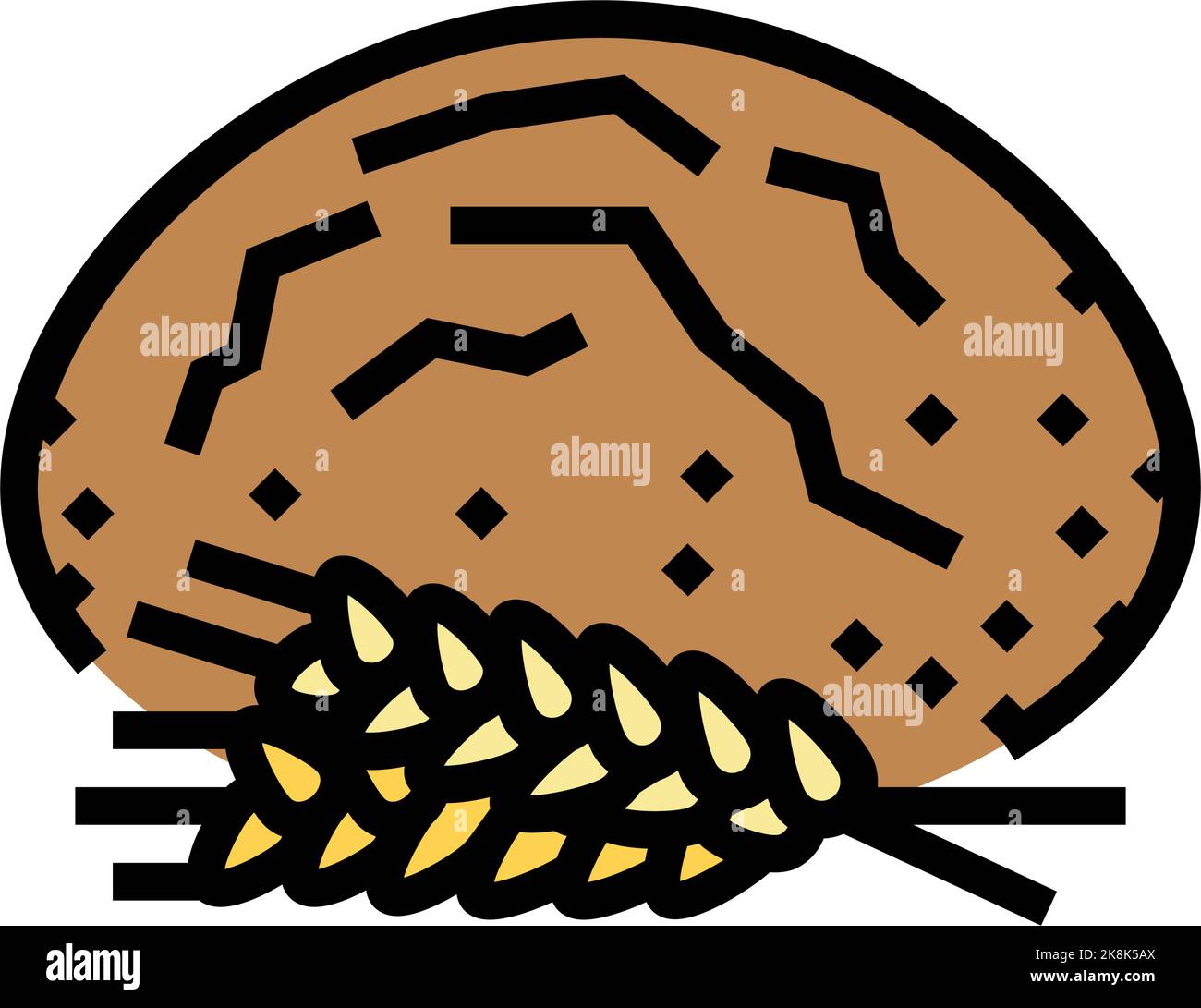 illustrazione vettoriale dell'icona del colore dell'orecchio dell'orzo del pane Illustrazione Vettoriale