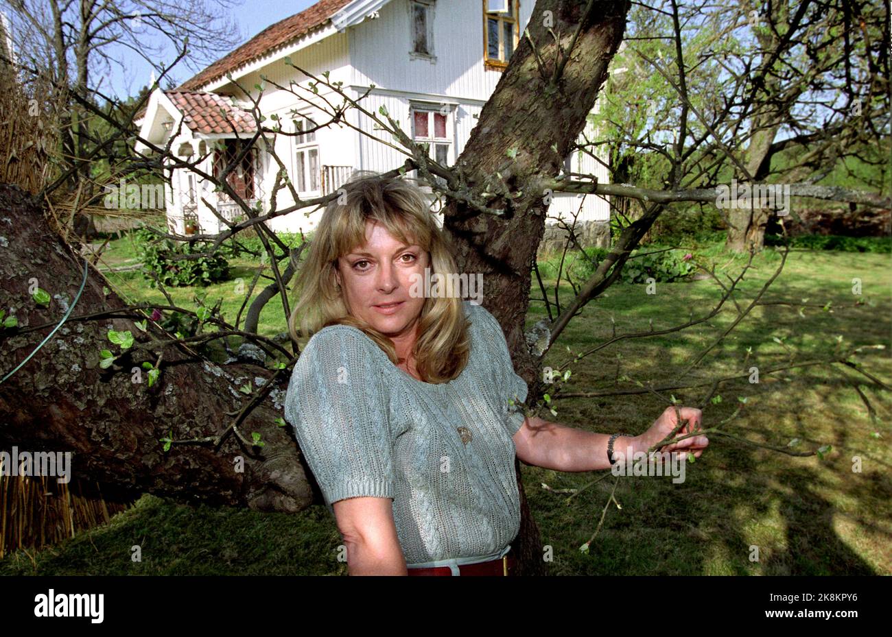 Rygge 19940510: L'artista Grynet Molvig nella sua casa Bardom a Rygge, Østfold. Foto: Gunnar Lier Scanfoto / NTB Foto Stock