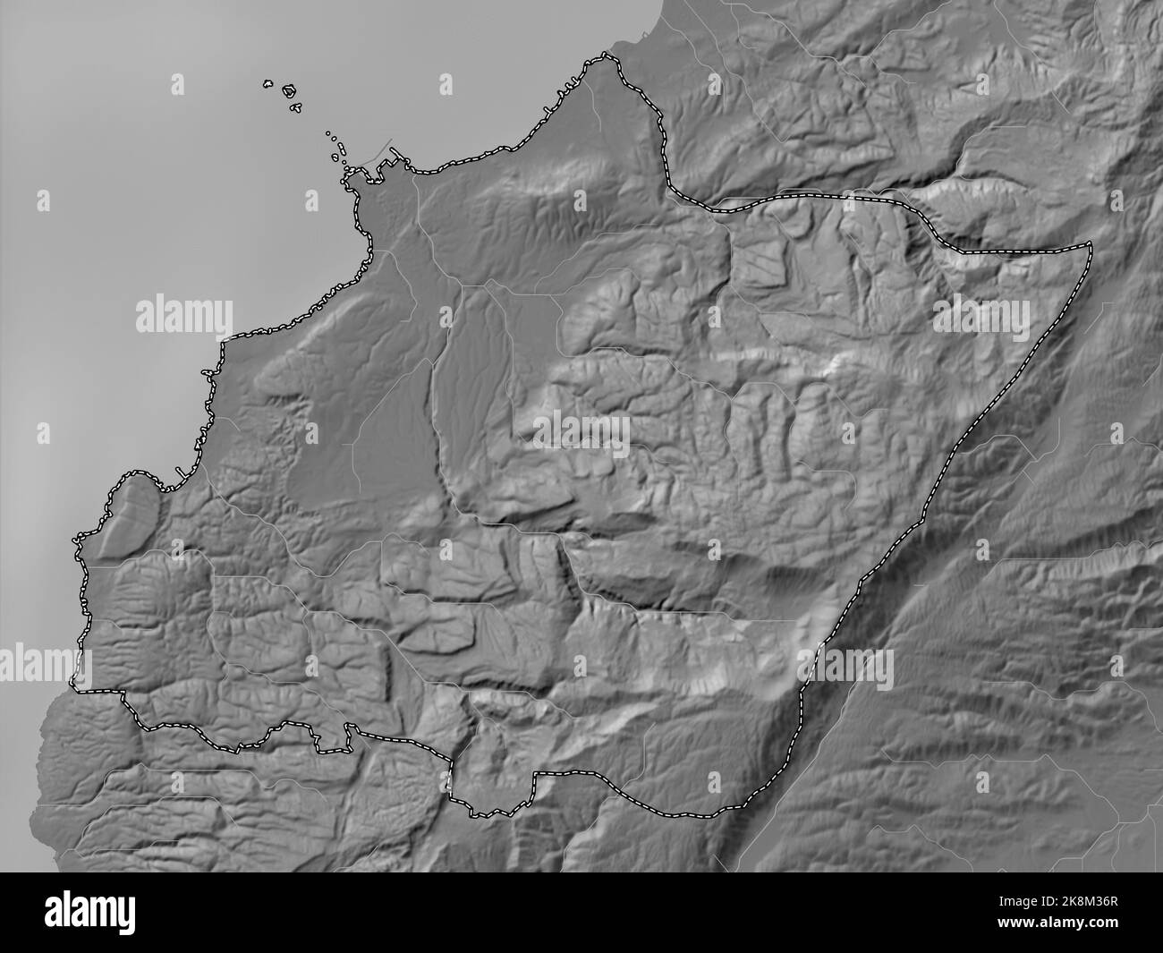 Nord, governatorato del Libano. Mappa altimetrica bilivello con laghi e fiumi Foto Stock