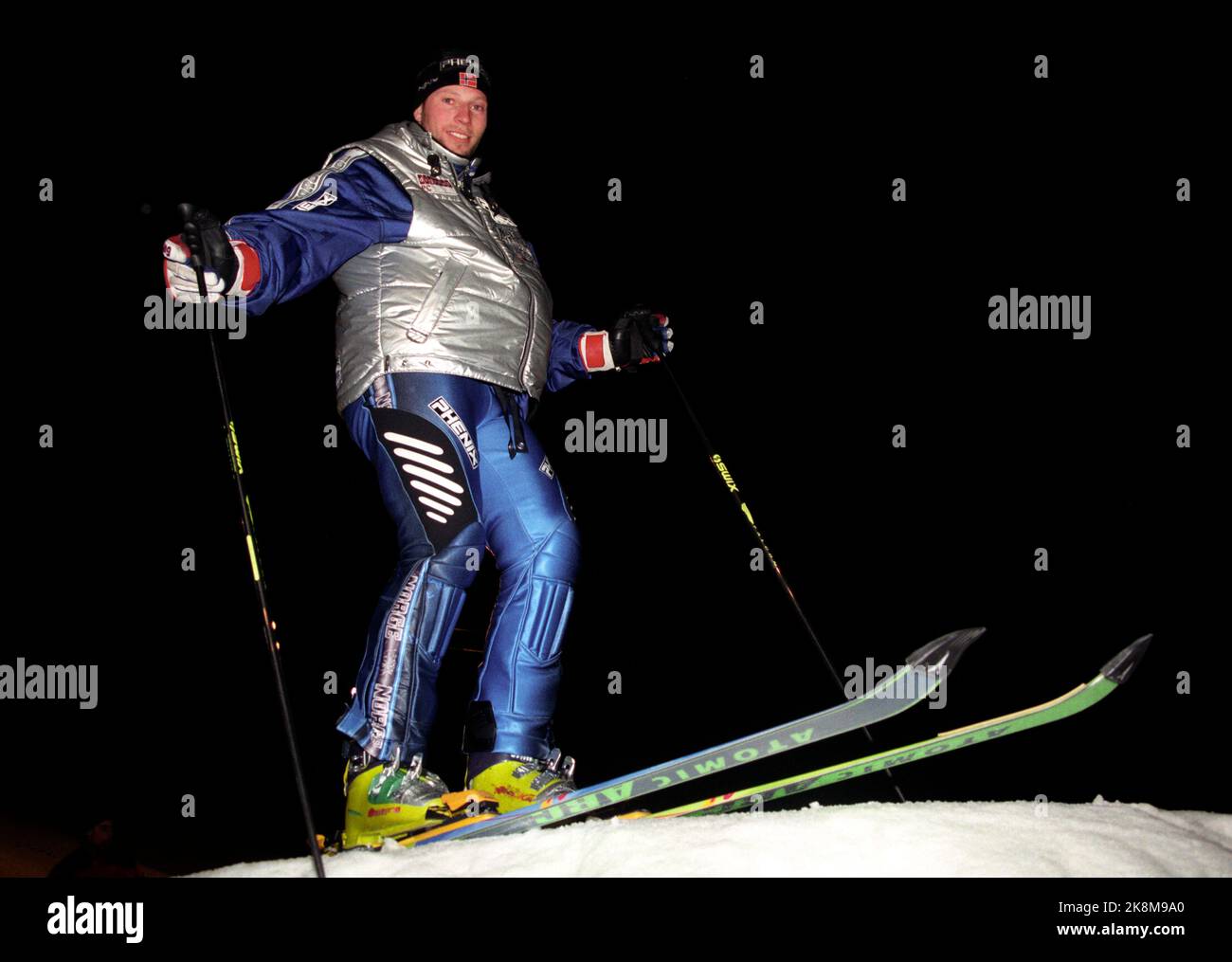 Oslo 22 gennaio 1996. Lasse Kjus a Ingierbakken, primo allenamento dopo la caduta a Kitzbüel. Foto; Cornelius Poppe / NTB Foto Stock