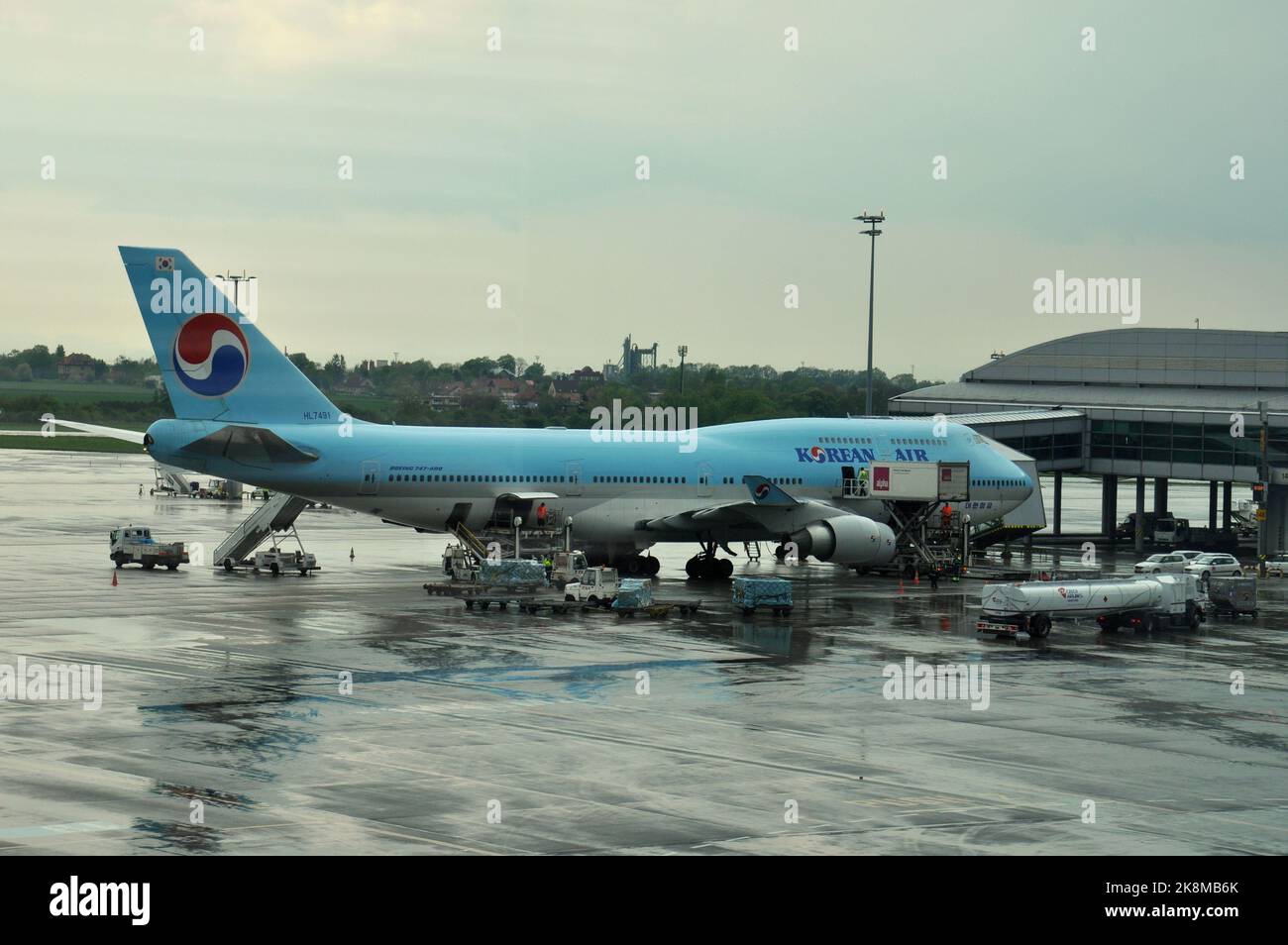 Boeing B747 Air Korean Air a Praga, Repubblica Ceca, 2015. (Foto CTK/Rostislav Kalousek) Foto Stock