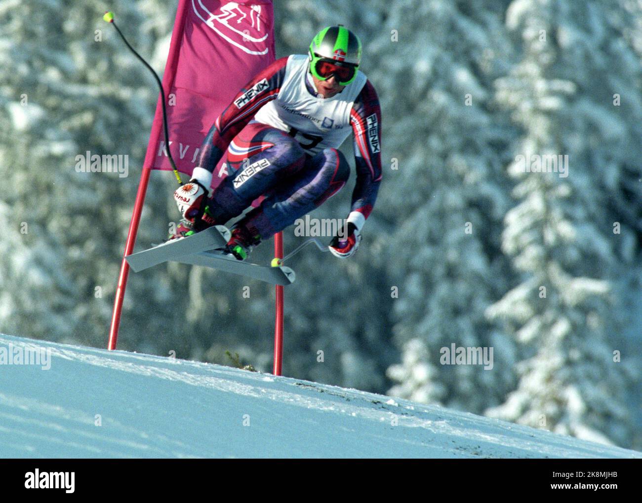 Kvitfjell 19940213. Le Olimpiadi invernali a Lillehammer Alpine - discesa, uomini. Lasse Kjus in azione. Foto: Tor Richardsen / NTB Foto Stock