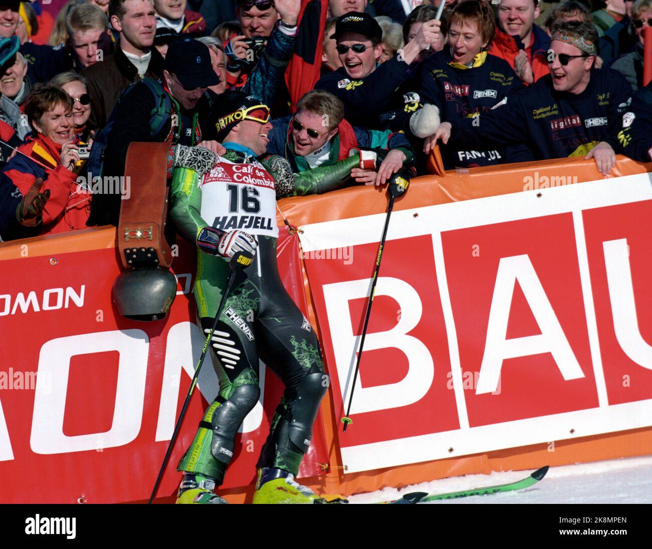 Hafjell 4 - 10 marzo 1996. Lasse Kjus. Finale di Coppa del mondo. Foto; Tor Richardsen / NTB Foto Stock