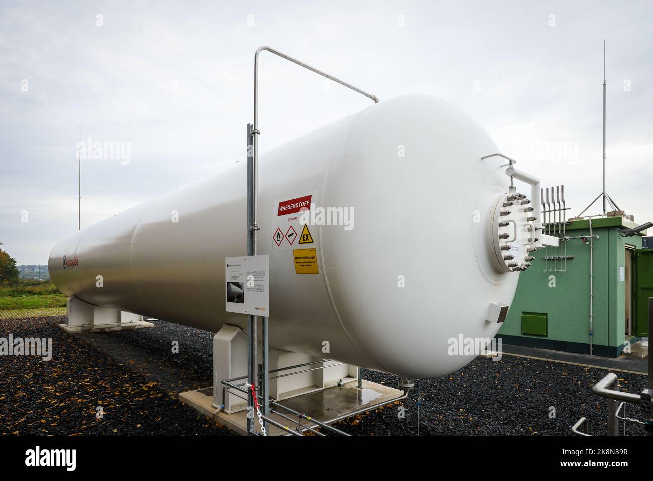 Holzwickede, Renania settentrionale-Vestfalia, Germania - rete di gas naturale per idrogeno puro, progetto idrogeno H2HoWi, operatore della rete di distribuzione Westn Foto Stock