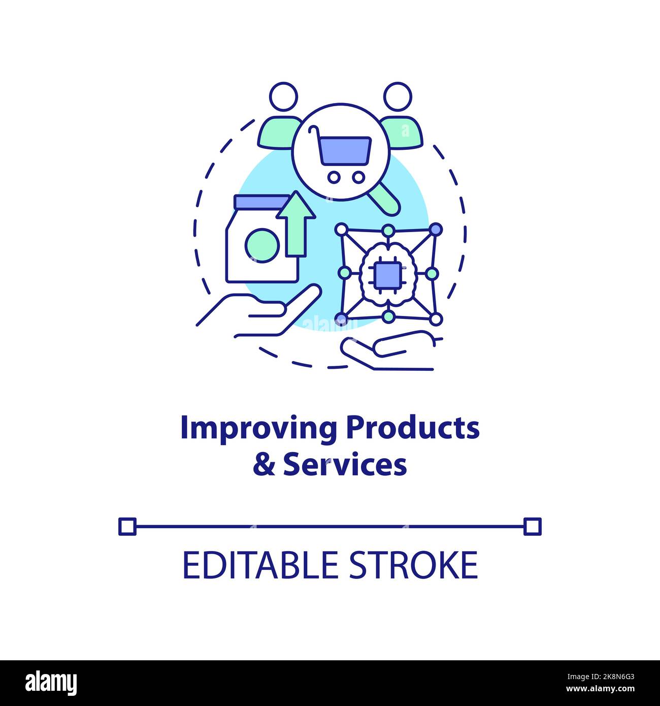 Migliorare i prodotti, icona del concetto di servizi Illustrazione Vettoriale