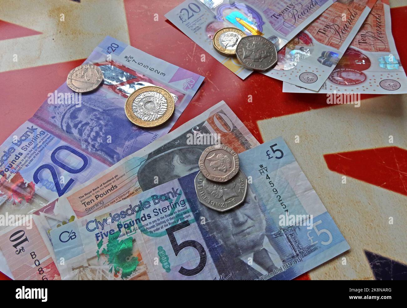 La Scozia utilizzerà la sterlina dopo un referendum di successo per lasciare il Regno Unito, se così per quanto tempo - Sterling Scottish e boe note Foto Stock