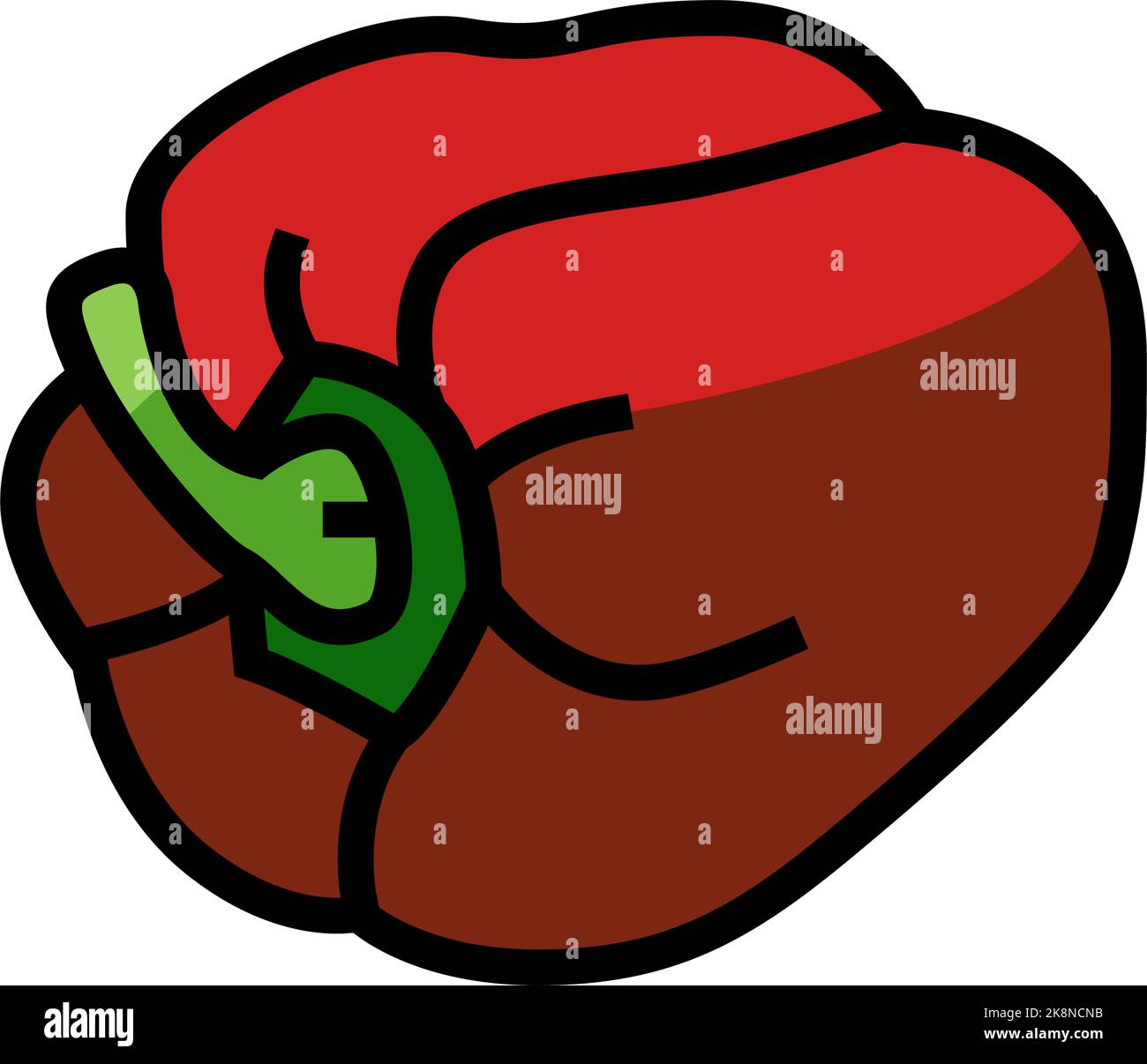 illustrazione vettoriale dell'icona del colore del cibo del pepe rosso Illustrazione Vettoriale
