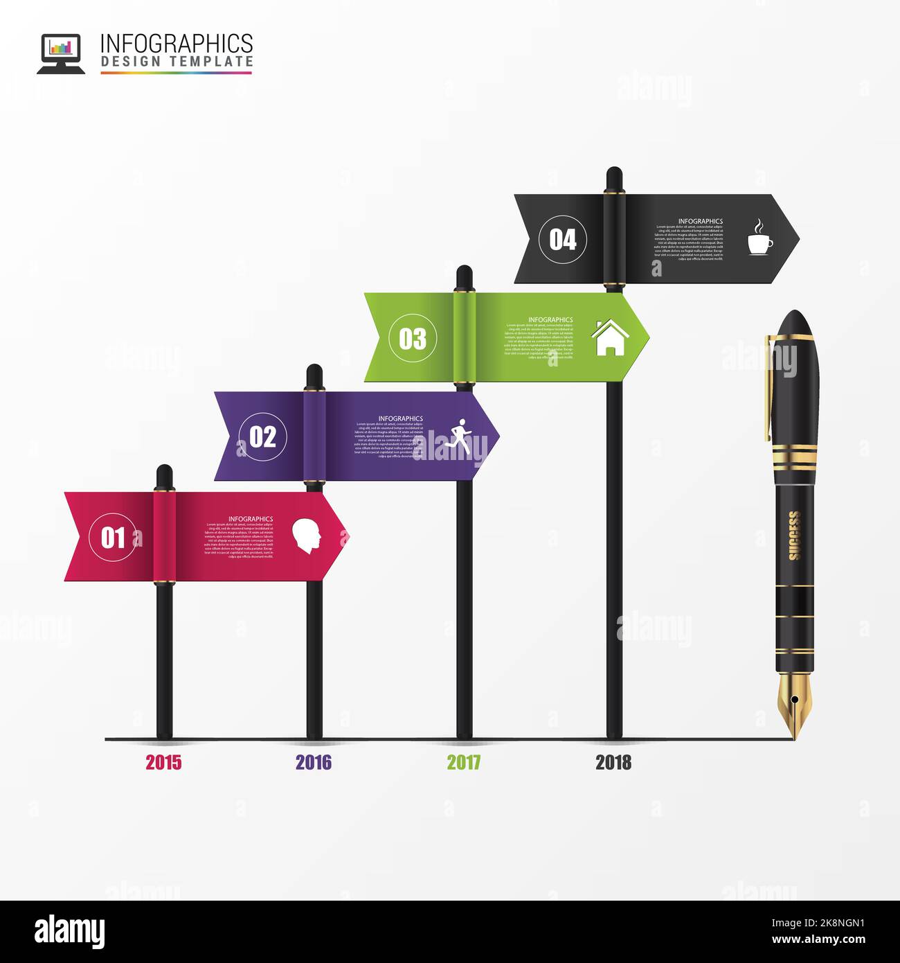 Infografiche della cronologia. Allarmi. Illustrazione vettoriale Illustrazione Vettoriale